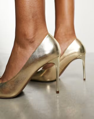 ORTIZ-pointed high heeled court shoes in gold