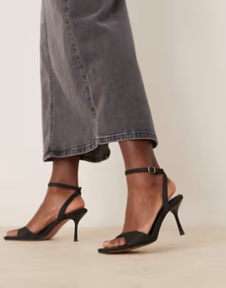 ORTIZ-Hollow barely there heeled sandals in black