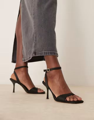 ORTIZ-Hollow barely there heeled sandals in black