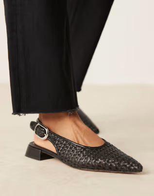 ORTIZ-slingback ballet in black weave