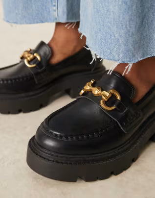 ORTIZ-chunky chain detail loafers in black