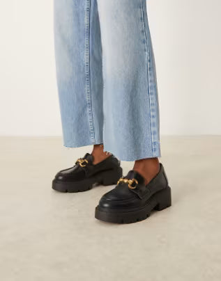 ORTIZ-chunky chain detail loafers in black
