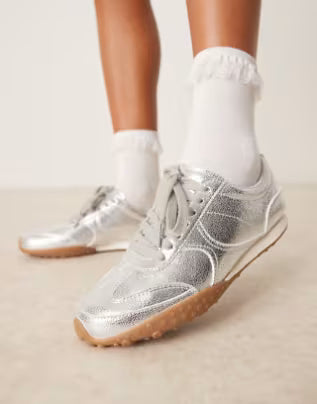 ORTIZ-lace up trainers in silver